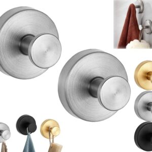 WARSPOT Suction Cup Hooks for Shower, Strong Suction Cup Hooks, No Drill Stainless Steel Vacuum Suction Cup Hooks for Shower, Mirror, Bathroom, Hanging Towels, Suction Cup Hooks (2, Silver)