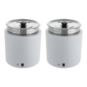 2 pcs food warmers countertop soup warmer stainless steel food holding warming equipment 10l/2.64 gal commercial soup warmer pot with hinged lid detachable liners (white, silver)