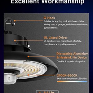 Lumary LED Neon Rope Lights, RGBCW Color Changing Silicone Flexible Rope Lights, 16.4ft UFO LED High Bay Light 150W 22000lm Smart Dimmable 2700K-6500K High Bay