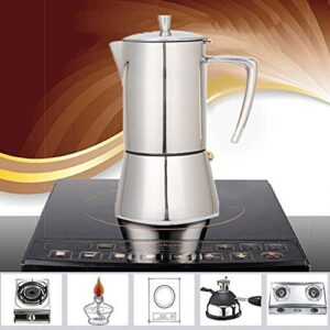 VBNCUUIOPO 300ML 6-cup Stainless Steel Stovetop Moka Espresso Maker Percolator Moka Pot Wide Bottom Home Hand Coffee Tea Pot Kettle for Gas Electric and Ceramic Stovetops Tea making