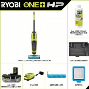 RYOBI ONE+ HP 18V Brushless Cordless Wet/Dry Stick Mop and Vacuum Kit with 4.0 Ah Battery and Charger