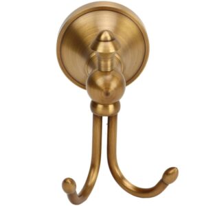 YWHWXB Vintage Wall-Mounted Towel Hook,Antique Brass Towel Hook,Bathroom Robe Hooks with Brushed Double Hooks for Bathroom Kitchen Bedroom（Max Capacity 11 Lbs）