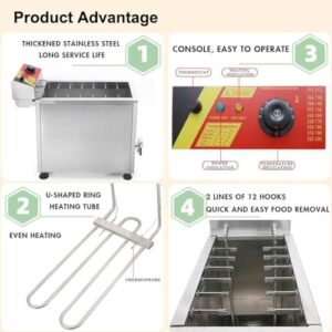 YXCUSAM Commercial Electric Fryer, 25L Cheese Hot Dog Stick Machine Sausage Grill Stove, 3000W Sausage Frying Equipment,for Kitchen