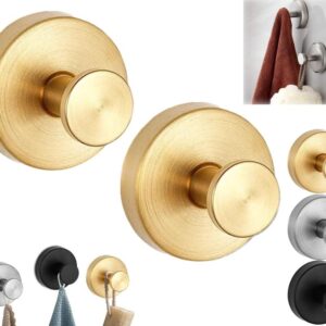 Suction Cup Hooks for Shower, Strong Suction Cup Hooks, No Drill Stainless Steel Vacuum Suction Cup Hooks for Shower, Mirror, Bathroom, Hanging Towels, Suction Cup Hooks (2, Gold)