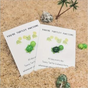 Green Mini Pocket Hug Turtle,Thank You Note Cards Greeting Card Mini Sea Turtle Figure Pocket Hug Gift for Friends and Family Cards and Card Stock, Greeting Cards