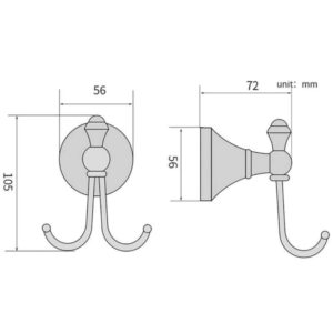 YWHWXB Vintage Wall-Mounted Towel Hook,Antique Brass Towel Hook,Bathroom Robe Hooks with Brushed Double Hooks for Bathroom Kitchen Bedroom（Max Capacity 11 Lbs）