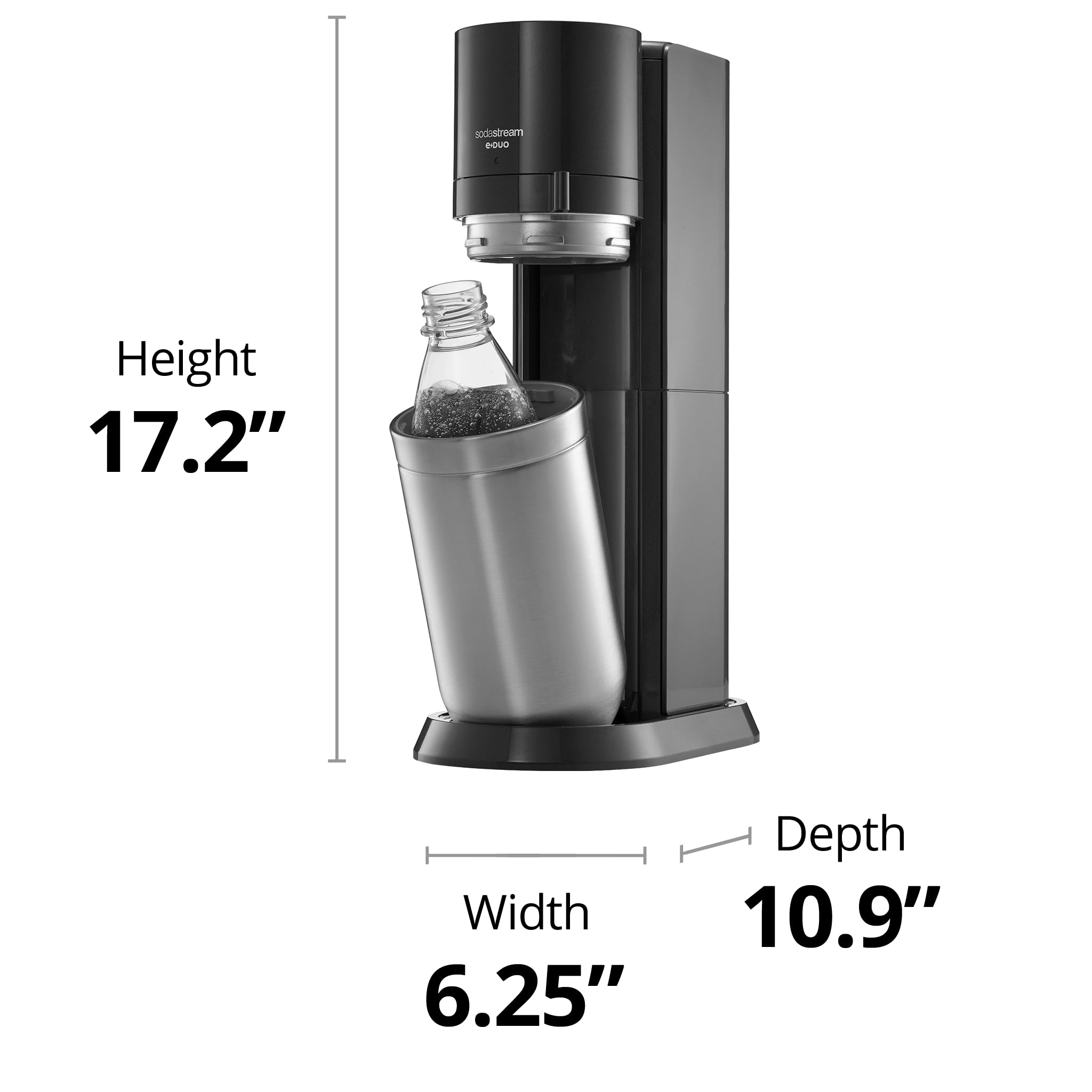 SodaStream E-Duo Sparkling Water Maker (Black) with CO2, Carbonating Bottle and Glass Bottle