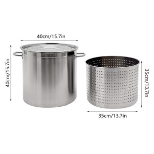 Stainless Steel Stockpot Seafood Boiler, 37 QT Seafood Boiling Pot, Shrimp Boil Stock Pot with Strainer, Turkey Fryer Pot for Home Kitchen Restaurant (35L)