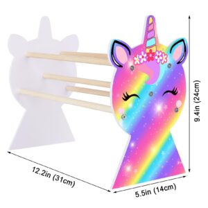 Basumee Girls Headband Holder Organizer Hair Hoop Headband Display Stand Unicorn Hairband Stand Organizer Headband Storage Home Room Decors for Girls, Deep Rainbow