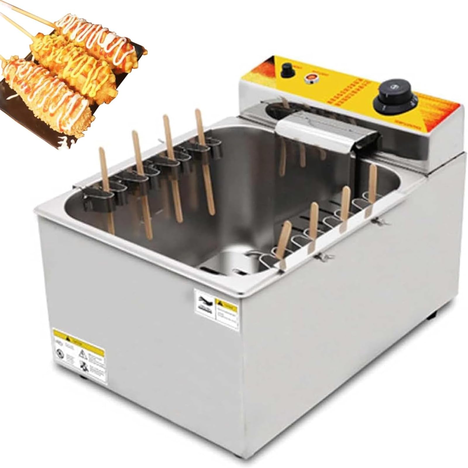 YXCUSAM Commercial Deep Corn Dogs Fryer 1900W, Perfect for Cheese Hot Dogs Sticks Frying Machine at Small Events & Stalls