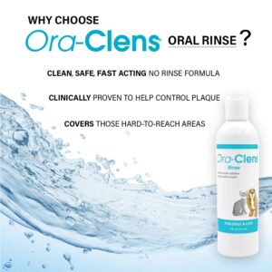 Ora-Clens Dog & Cat Oral Hygiene Rinse Effectively Reduces Plaque, freshens Breath, and eliminates Bad Breath and Dental Plaque at The Source (8 fl oz)