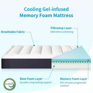 LDLON 8 Inch Queen Size Gel Memory Foam Mattress, Breathable Pillowtop Mattress in a Box for Pressure Relief, CertiPUR-US Certified, Fiberglass-Free