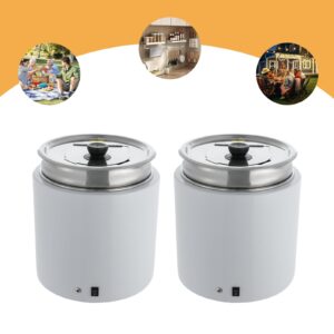 2 Pcs Food Warmers Countertop Soup Warmer Stainless Steel Food Holding Warming Equipment 10L/2.64 gal Commercial Soup Warmer Pot with Hinged Lid Detachable Liners (White, Silver)