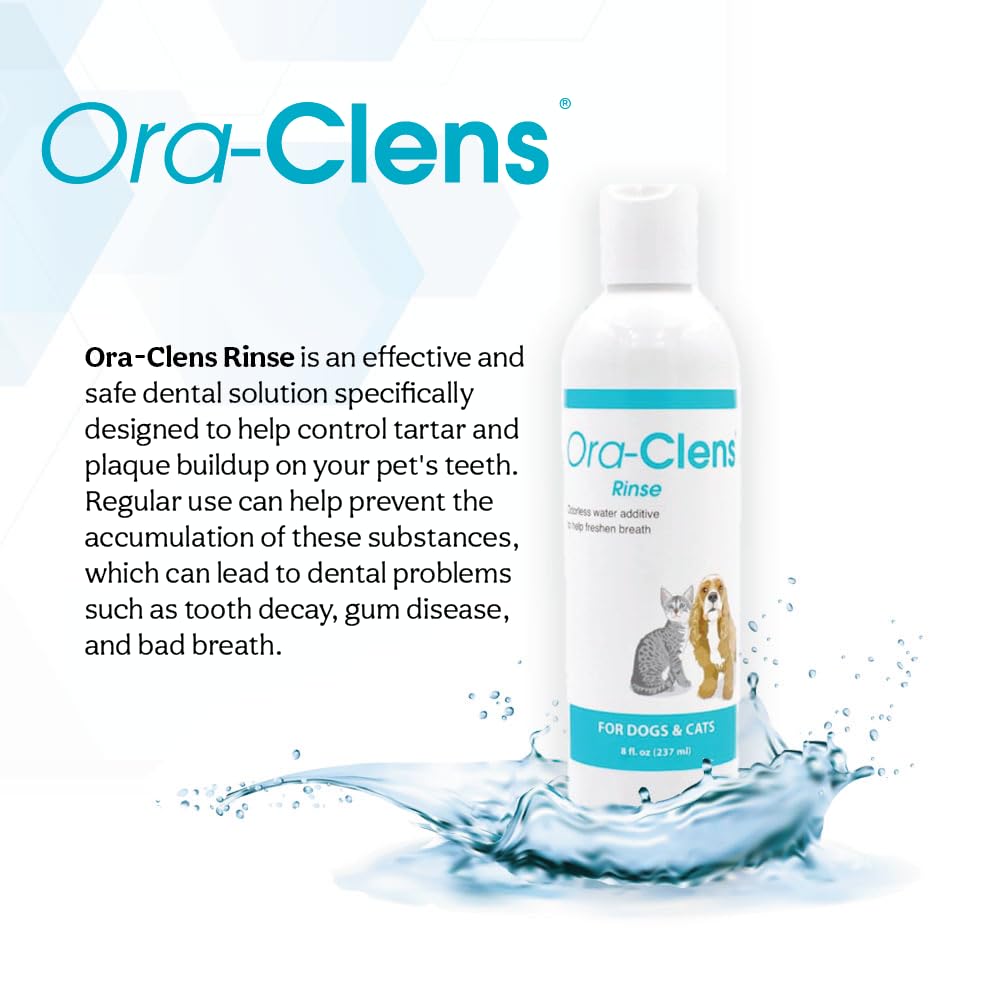 Ora-Clens Dog & Cat Oral Hygiene Rinse Effectively Reduces Plaque, freshens Breath, and eliminates Bad Breath and Dental Plaque at The Source (8 fl oz)