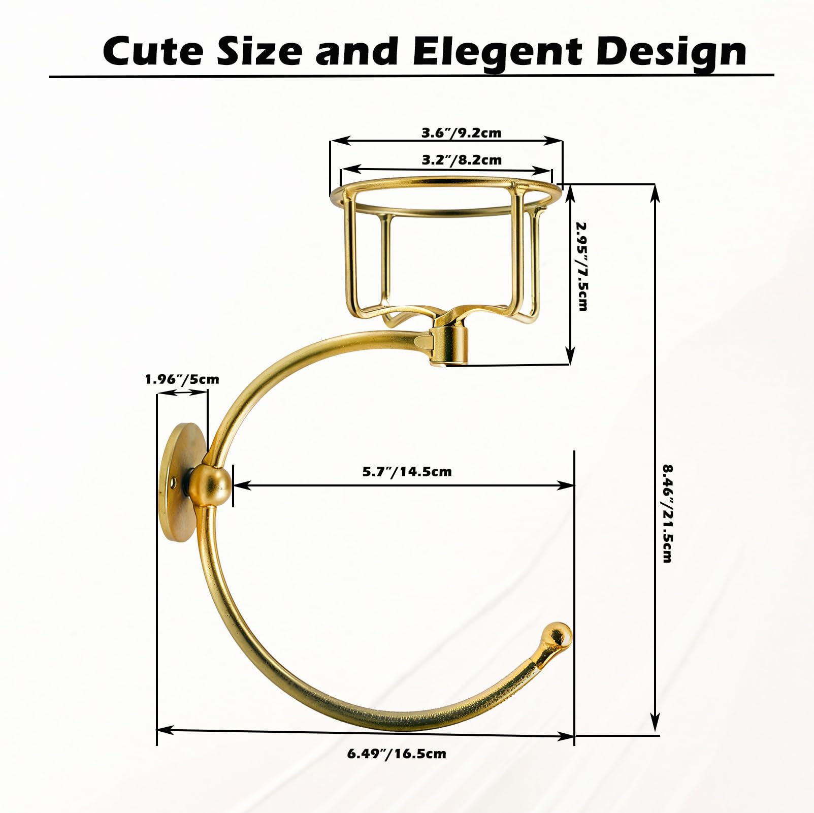 Hand Towel Holder for Bathroom Wall, Elegent Towel Hook with Candle Holder, Gold Towel Ring, Towel Rack Wall Mounted Hanger for Bathroom, Kitchen, Entryway, Drill Holes