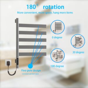 XIHAADOY Heated Towel Rack Towel Warmer Rack Heated Towel Rack Freestanding, 180-Degree Rotation, Ipx5 Waterproof, 110v, 0.163hp,Gray