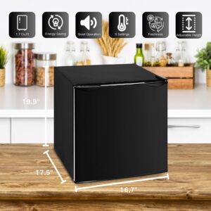 Fox Shack 1.7 Cu Ft Fridge with Freezer, Low noise, Energy-efficient, Countertop Refrigerator Office Essentials, Single Door Refrigerator for Apartment, Dorm, Kitchens, Office and Bedroom