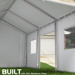 KYBOLT 10 x 20 Ft Heavy-Duty Carport, Portable Garage, 180g PE Waterproof Canopy and 8 x 1.0 mm Poles for Full-Size Pickup Trucks, Boats, and SUVs - Yellow