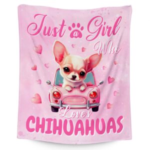 unikitty chihuahua blanket gifts, chihuahua throw blanket for dog lovers, 50"x60" pink blanket for girls dog print gifts, kids blankets for bed couch, fleece throw blanket girls room decor