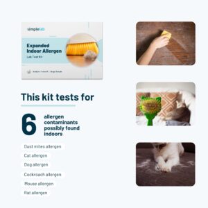 Expanded Indoor Allergen Test Kit by SimpleLab | Lab Testing for Dog, Cat, Rodent, Dust Mite and Other Allergens | Easy Vacuum at Home Sampling for Lab Analysis