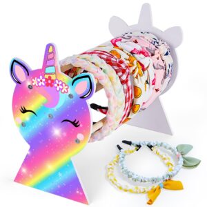 Basumee Girls Headband Holder Organizer Hair Hoop Headband Display Stand Unicorn Hairband Stand Organizer Headband Storage Home Room Decors for Girls, Deep Rainbow