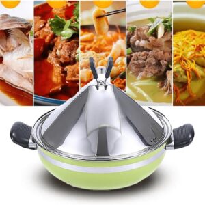 Stainless Steel Stockpot with Lid Tagines Pot Dual Handle Cookware Kitchen Cooking Pot Nonstick Soup Po Heighten 28cm Cone-Shaped Lid Nonstick Tajine Pot Steamer Casserole,Blue