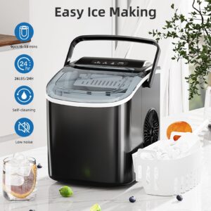 Antarctic Star Ice Maker Countertop, Portable Ice Machine with Carry Handle, 26Lbs Per Day, 9 Cubes Ready in 6 Mins, Self-Cleaning Ice Makers with Ice Scoop and Basket for Kitchen/Office/Party (Black)