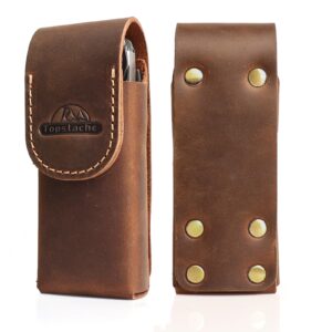 topstache leather multitool sheath for belt - multitool holster for belt - leather multitool pouch for leatherman surge - leather multitool case - belt loop leather multitool holder, darkbrown