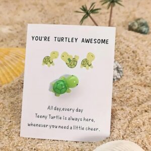 Green Mini Pocket Hug Turtle,Thank You Note Cards Greeting Card Mini Sea Turtle Figure Pocket Hug Gift for Friends and Family Cards and Card Stock, Greeting Cards