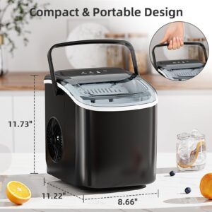 Antarctic Star Ice Maker Countertop, Portable Ice Machine with Carry Handle, 26Lbs Per Day, 9 Cubes Ready in 6 Mins, Self-Cleaning Ice Makers with Ice Scoop and Basket for Kitchen/Office/Party (Black)