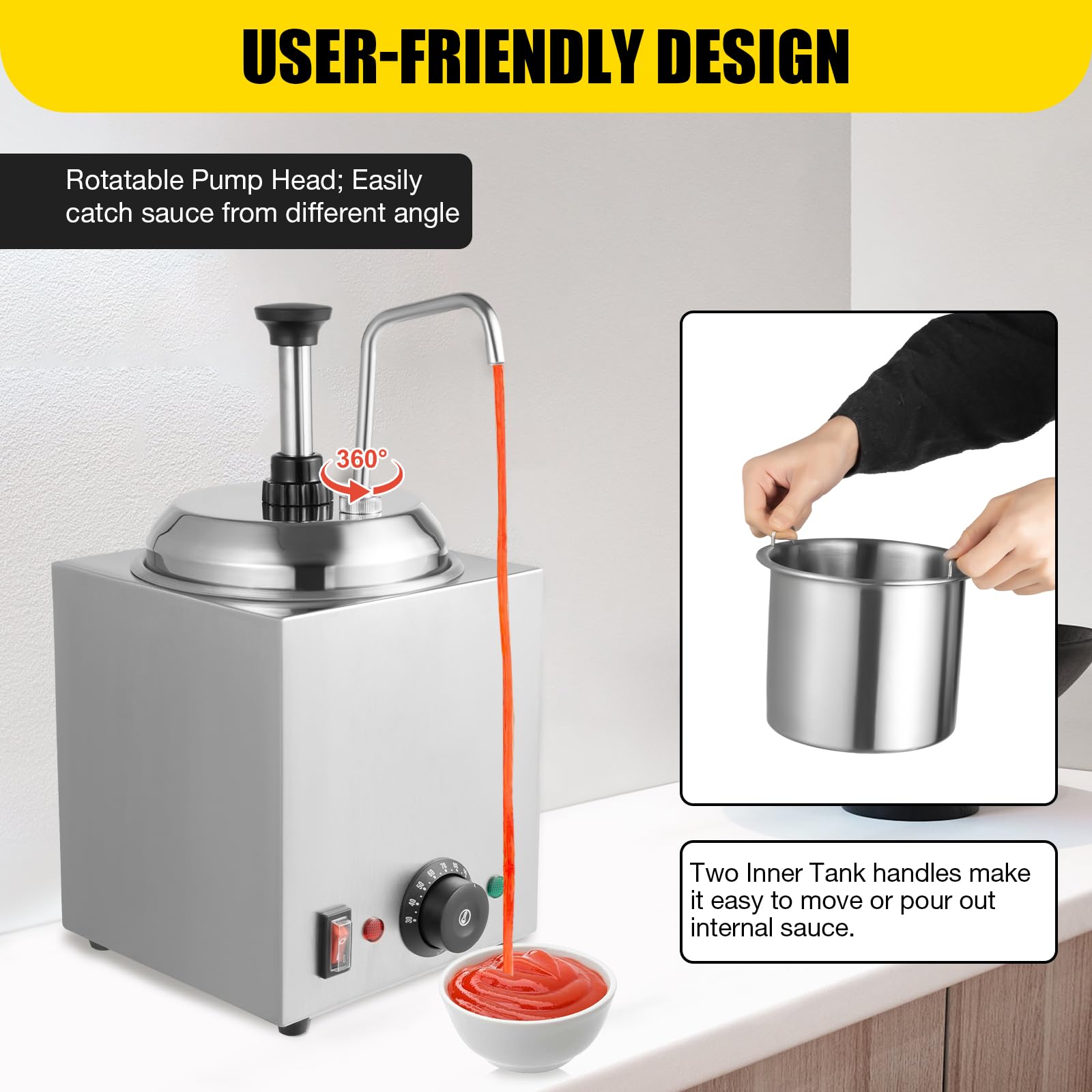 3l Sauce Electric Cheese Dispenser,110v 800w Chocolate Warming Dispensing Pump,Hot Topping Dispenser for Hot Fudge,Be Used in Homes, Fast Food Restaurants, Canteens, Snack Stations, Etc