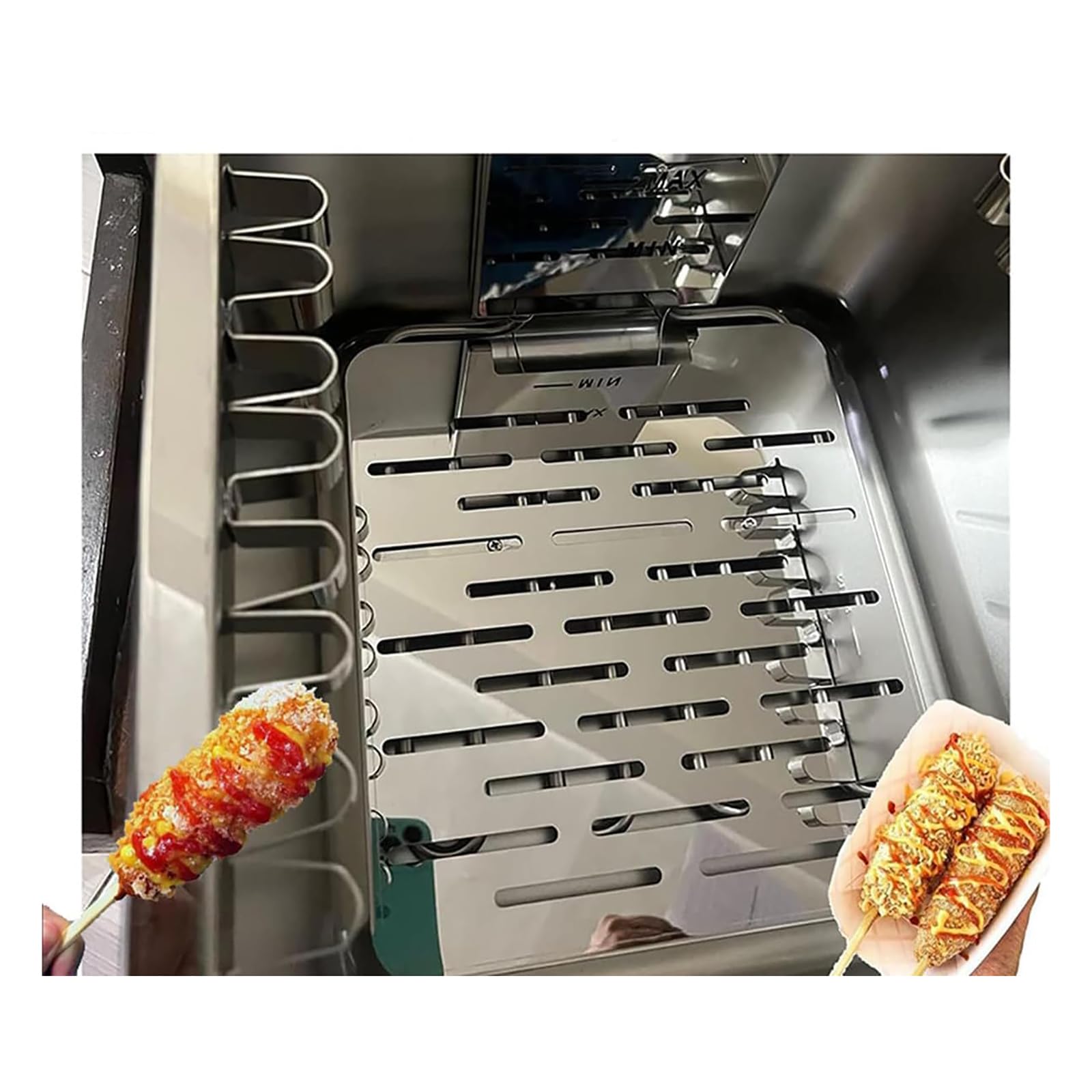 YXCUSAM Commercial Deep Corn Dogs Fryer 1900W, Perfect for Cheese Hot Dogs Sticks Frying Machine at Small Events & Stalls