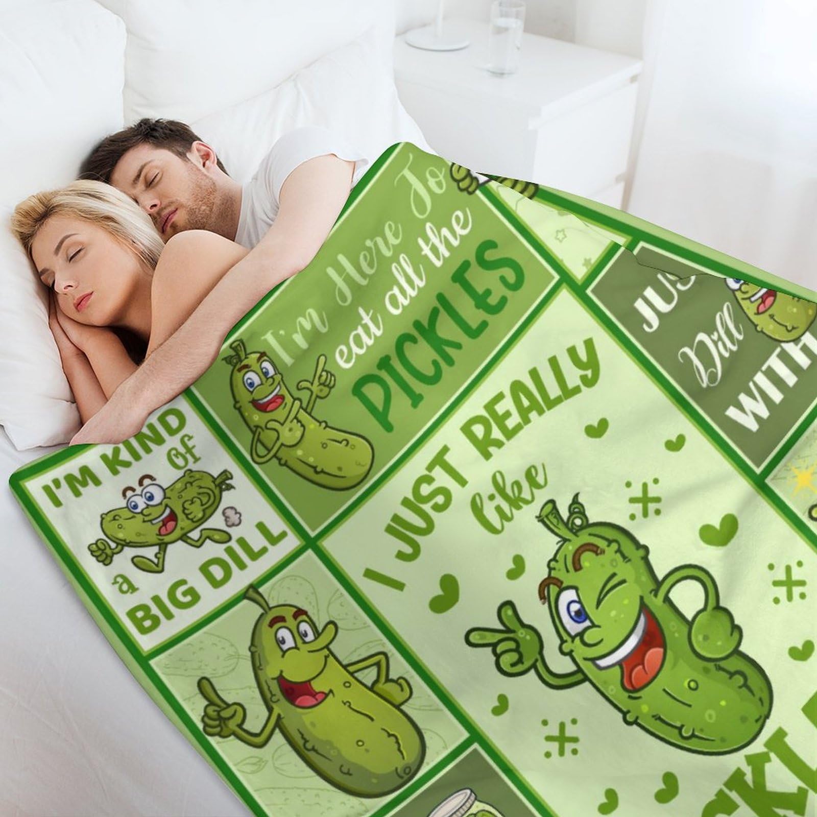 Pickle Throw Blanket for Pickles Lovers, Funny Pickle Gift Blanket for Adults Kids, Warm Soft Fuzzy Flannel Throw Blankets for Sofa Bed Camping Travel Home Decor 40"x50" - Kids/Baby