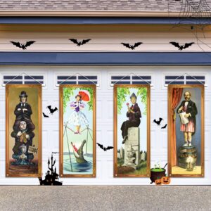 halloween decorations large 4 pcs haunted mansion stretching portraits banner indoor haunted mansion vintage halloween decor horror backdrop poster hanging porch sign for outdoor holiday home wall