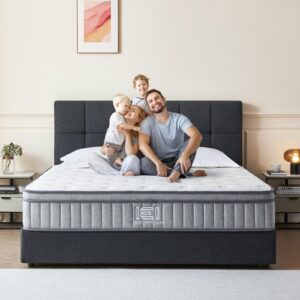 IEI Queen Mattress 12 inch, Memory Foam Mattress with Pocket Springs, Hybrid Mattress Queen Size in a Box, Medium Firm, Pressure Relief & Motion Isolation, CertiPUR-US Certified, 365-Night Trial