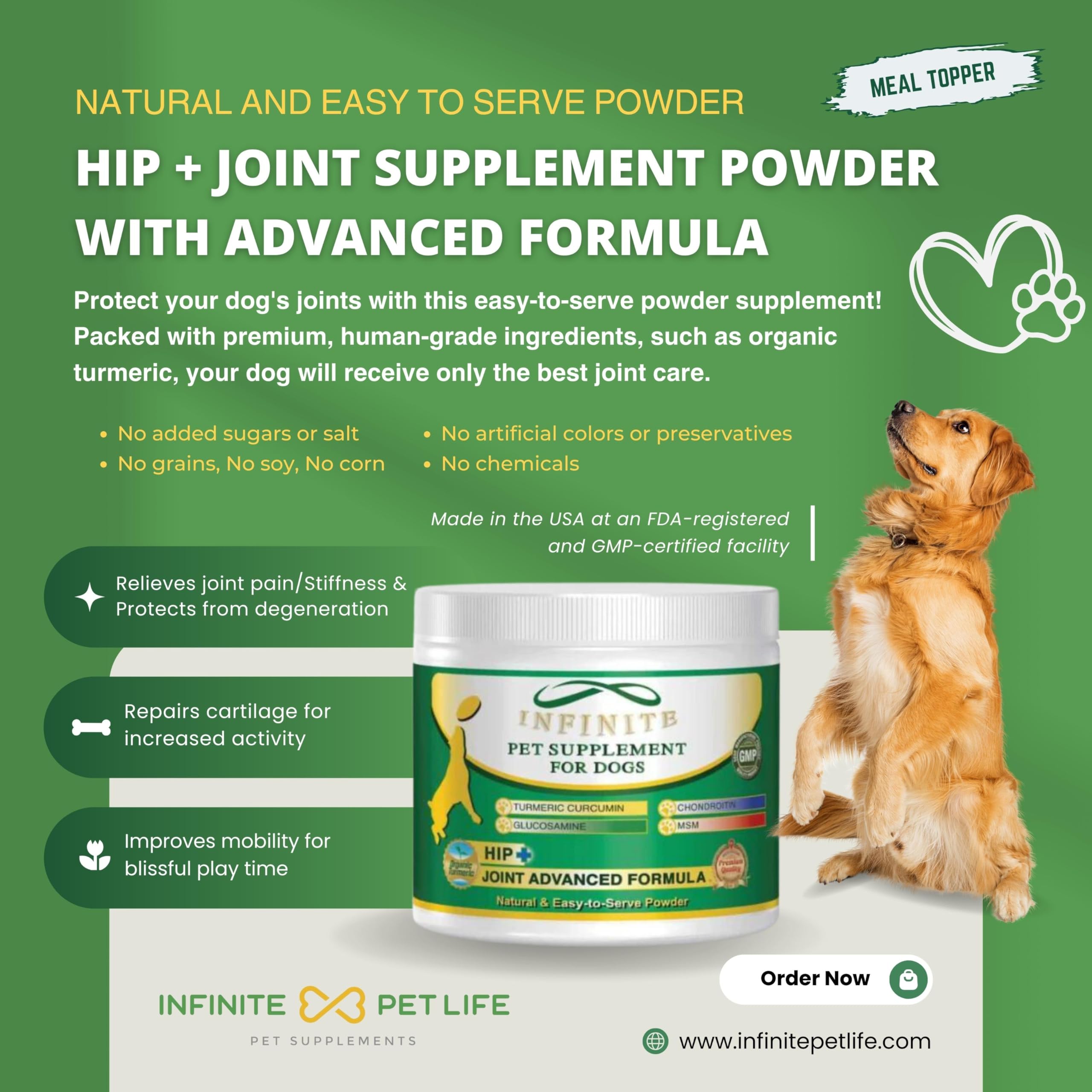 Advanced Hip and Joint Supplement for Dogs Large Breed - Glucosamine for Dogs Mobility & Pain Relief - Chondroitin, MSM & Turmeric | Bundle Pack(Chewable Tablets + Powder)