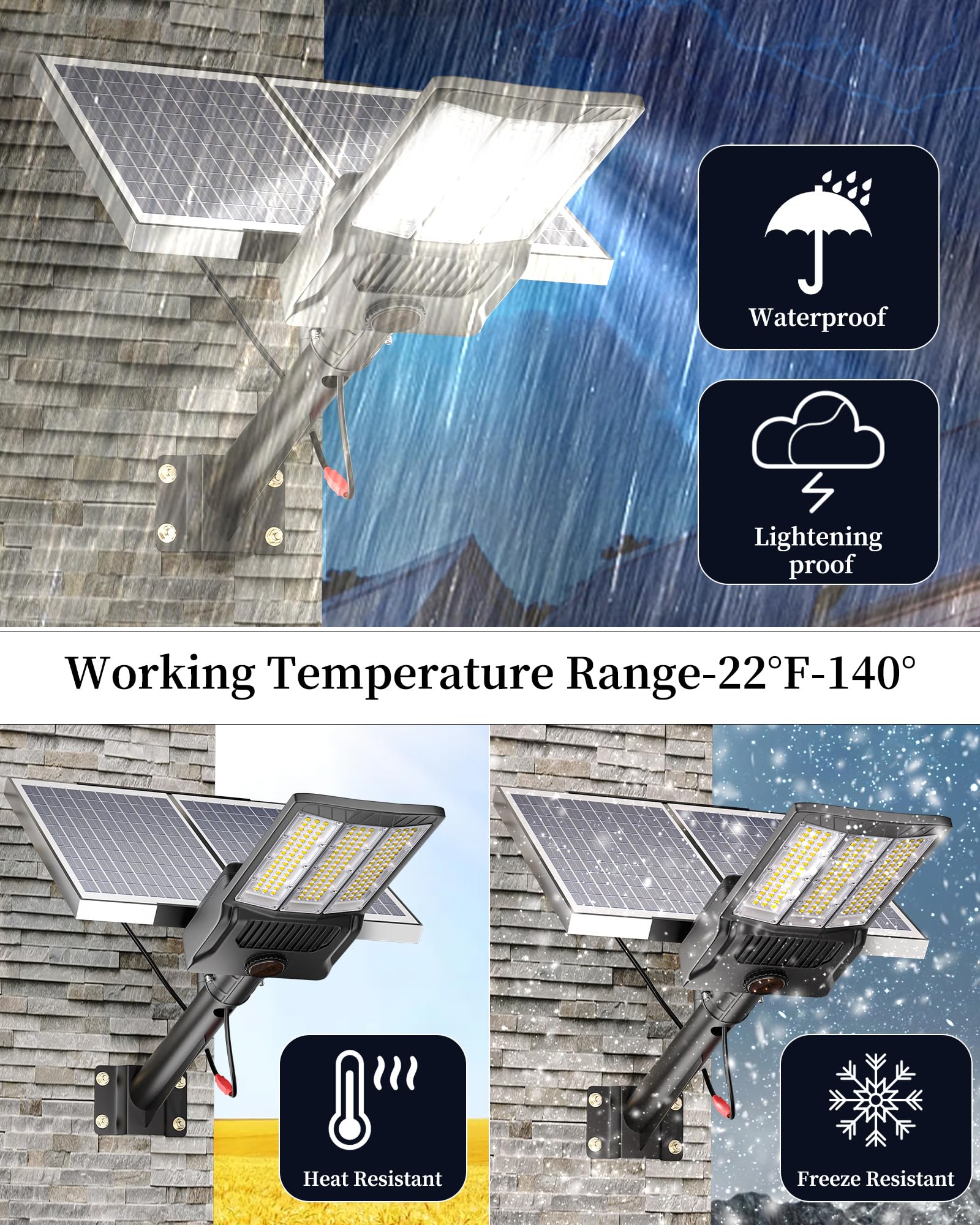 Ofuray 4600W and 7500W Solar Street Light Outdoor Waterproof,Solar Parking Lot Lights Commercial Dusk to Dawn, 6500k IP67 Street Led with Remote Control for Street,Court,Barn