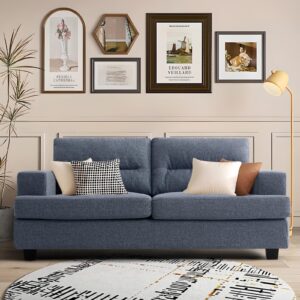 leisland 70" love seat couches sofa with usb port, comfy couches for living room, small couches for small spaces,mid century modern couch for bedroom/office(blue)