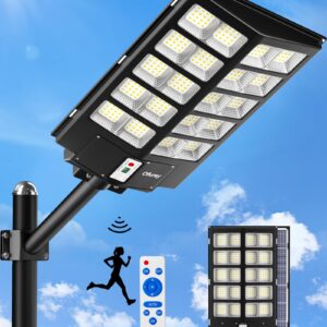 Ofuray 4600W and 7500W Solar Street Light Outdoor Waterproof,Solar Parking Lot Lights Commercial Dusk to Dawn, 6500k IP67 Street Led with Remote Control for Street,Court,Barn