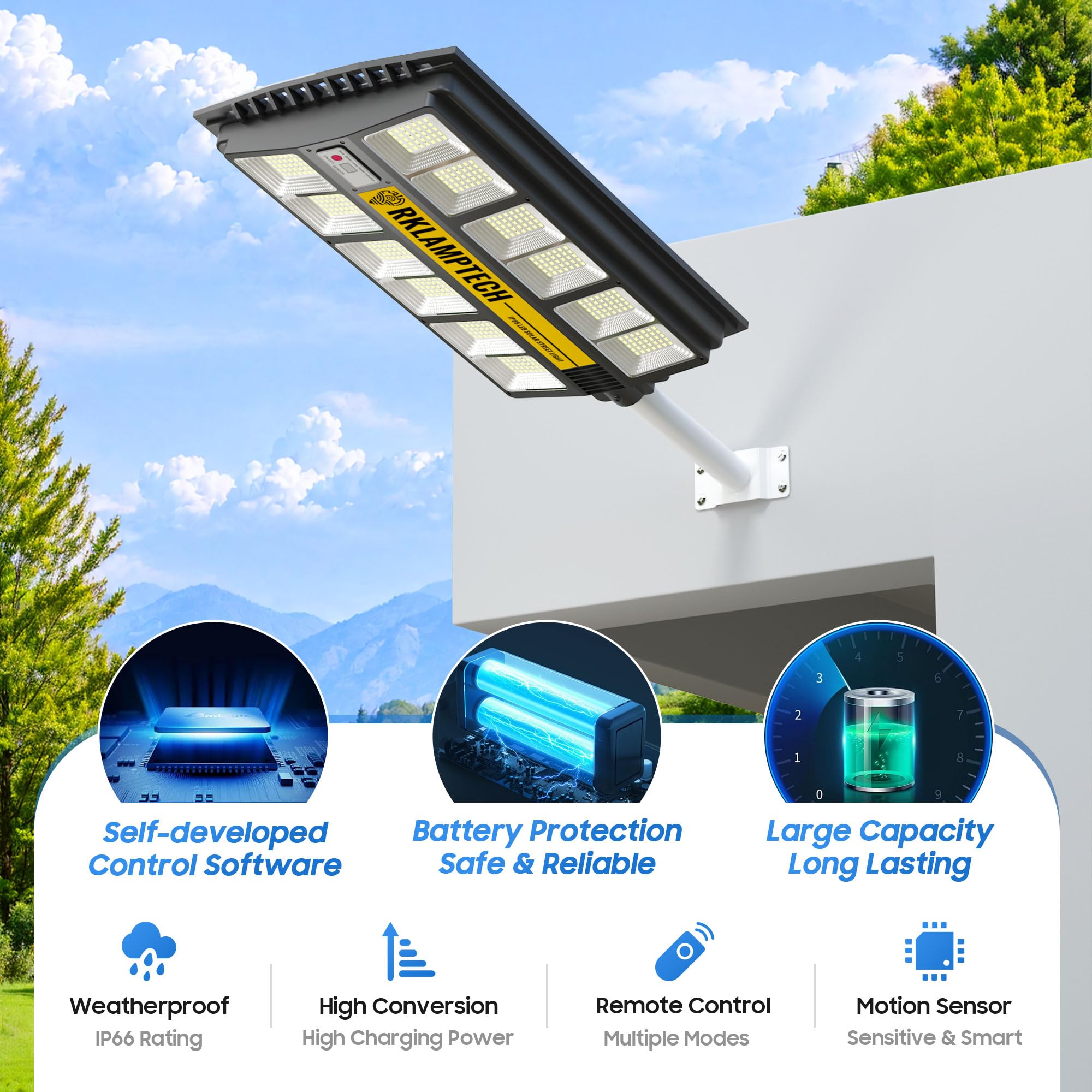 RKLAMPTECH 2600W Solar Street Light + 150W Solar Street Light