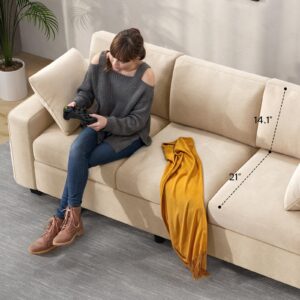 YITAHOME 80" Sofa, Comfy Upholstered Sofa Couch with Extra Deep Seats, Modern 3-Seater Couch Sleeper with Side Pocket, Loveseat for Living Room Apartment Office, Easy Assembly, Beige