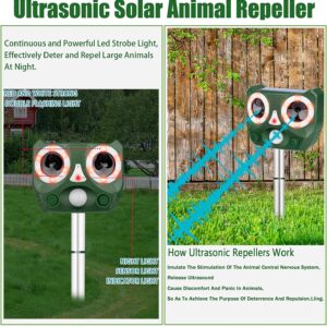 New Solar Powered Ultrasonic Animal Repellent, Ultrasonic Animal Repeller Outdoor, Waterproof Cat Deterrent Outdoor Dog Repellent, Animal Deterrent Devices Repel Foxes, Rabbits, Raccoons, Deer, Skunk