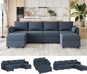 huatean home modular sectional sofa, 6 seat modular couch with storage, memory foam, convertible sectional couches for living room, u shaped comfy modular sofa with chaise, dark grey