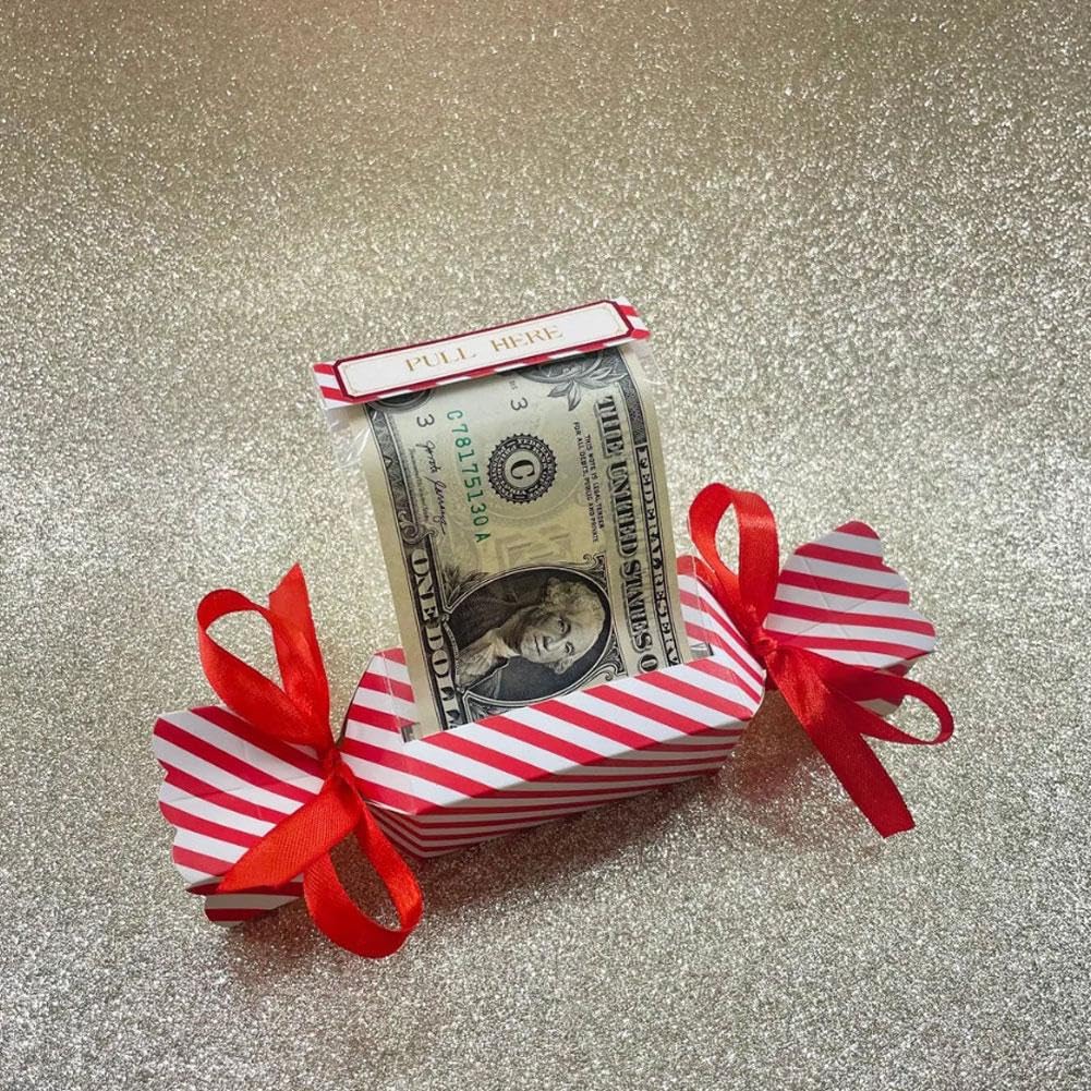 Christmas Money Holders for Cash,Magic Christmas Surprise Money Pull Pouch,Candy Inspired Pull Out Money Pouch,Fun Ways to Give Cash,DIY Rectangle Christmas Money Pull Pouch Kit for Cash Gifts