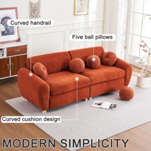 DREAMODERN 84.6-inch Sectional Curved Sofa Couch for Living Room, Modern Contemporary Upholstered Sofa Couch Chenille Fabric Couch with 5 Decorative Throw Pillows for Apartment Office - Orange