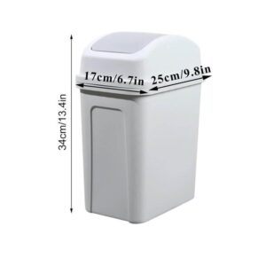 HELLORSO 3 Gallon Trash Can with Swing Lid Creative Covered Garbage Buckets Plastic Swing Top Can Garbage Bin Flip Sundries to Store Bucket Removable Lid for Bathroom Kitchen Bedroom (Light Gray)