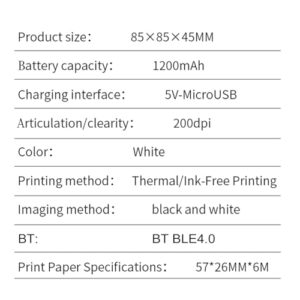 Wisoqu Mini Portable Printer, High Clear Printing, Printing, Office Printing, Thermal Printing, BT Connection for Study and Office (A- Mini Printer)