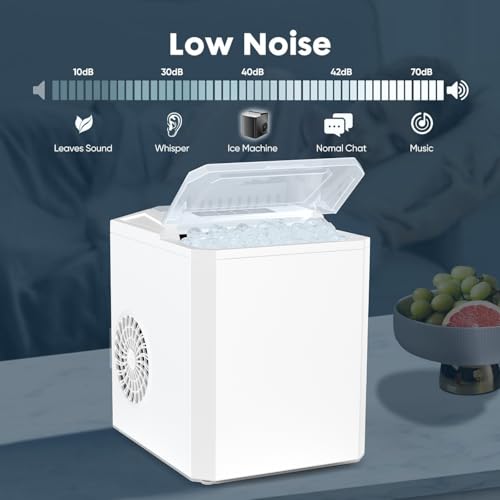 Ice Maker, Portable Countertop Icemaker Machine, Self Cleaning Quiet 2 Sizes Bullet Cubes Makers, 9 Cubes in 6 Mins, 26lbs/24Hrs with Ice Scoop, Basket for Home Kitchen Party