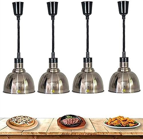 LINKANRUO Commercial Food Heat Lamp Warmer to Keep The Food Fresh and Delicious for Buffet, Ideal for Steak, Pizza and Chicken, Professional Freestanding Heating Light,4pack Lamps