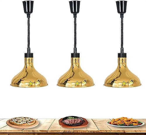 LINKANRUO Commercial Food Heat Lamp,Hanging Food Warmer Lamp for Buffet Profession Kitchen Heating Equipment,Telescopic Length-60-180 cm, 250W/220V Lamps